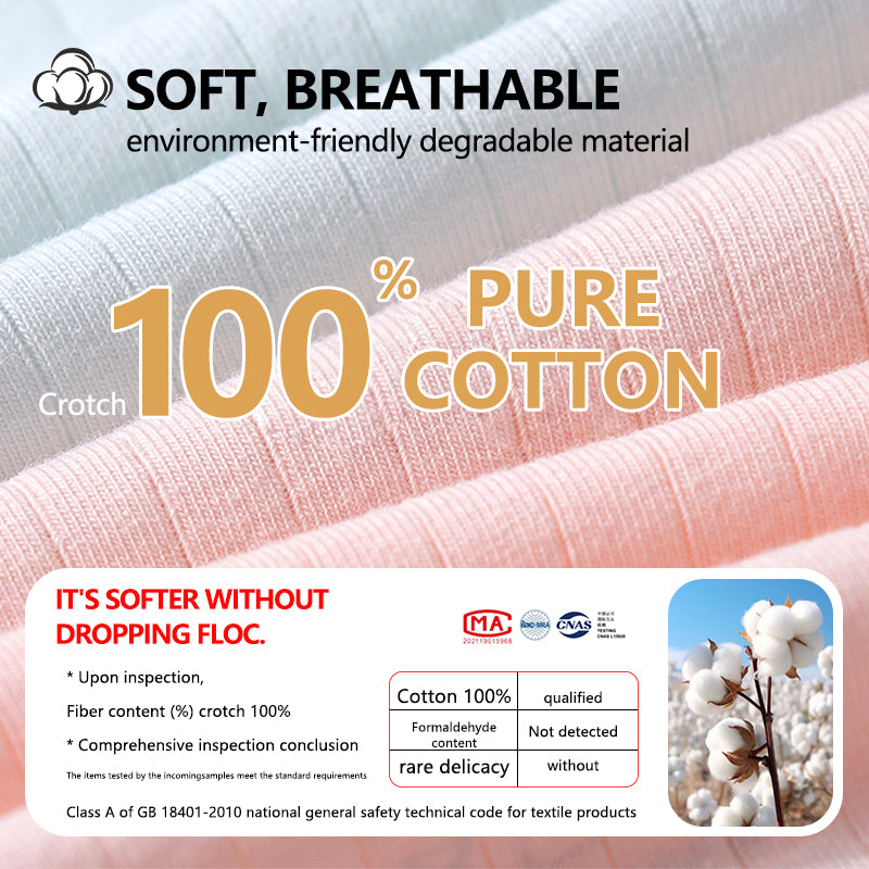 7Pcs Women 7A Antibacterial Disposable Underwear, 100%  Cotton Sterile Individually Wrapped Panties, High Elastic No Wash Travel Postpartum Maternity Disposable Briefs