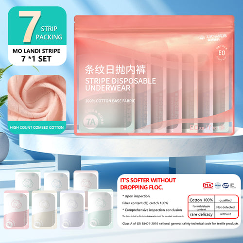 7Pcs Women 7A Antibacterial Disposable Underwear, 100%  Cotton Sterile Individually Wrapped Panties, High Elastic No Wash Travel Postpartum Maternity Disposable Briefs