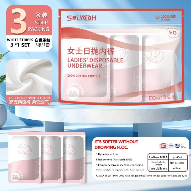 3Pcs High Waist Women 7A Antibacterial Disposable Underwear 100% Cotton EO Sterilized Individually Wrapped Briefs High Elastic No Wash Travel Postpartum Maternity Panties