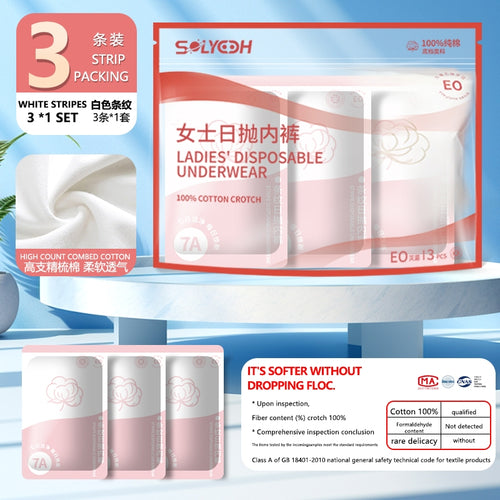 3Pcs High Waist Women 7A Antibacterial Disposable Underwear 100% Cotton EO Sterilized Individually Wrapped Briefs High Elastic No Wash Travel Postpartum Maternity Panties